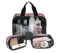 Foerrkelg Rainbow Pegasus Cosmetic Bag,3 Pcs Toiletry Bag Clear Toiletry Bag Toiletry Bag for Women Clear Cosmetic Bag Makeup Organizer Bag Unicorn Rainbow Print, Color 75, 12.2*3.74*10 in