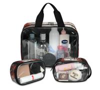 Foerrkelg Romantic Streets Cosmetic Bag,3 Pcs Toiletry Bag Makeup Bag Travel Bag Set for Toiletries, With Handle Travel Enssential Toiletries,Set of 3 Nations, Color 61, 12.2*3.74*10 in
