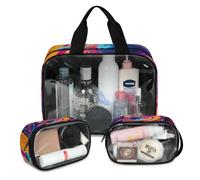 Foerrkelg Starry Night Cosmetic Bag,3 Pcs Toiletry Bag Clear Toiletry Bag Toiletry Bag for Women Clear Cosmetic Bag Makeup Organizer Bag Lovely Planet, Color 96, 12.2*3.74*10 in