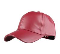 Foetest Adjustable Cap Baseball Cap Outdoors Casual Hat Sports Cap Leather Hat for Wen and Men, Wine Red, One size