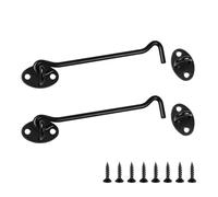 FOFAI Hook and Eye Latch Set: 2 Pack 6 Inch Stainless Steel Gate Hook with Screws for Garden Shed Doors Patio French Doors - External Wooden Door Latches & Catches Cabin Hooks for Outdoor Use