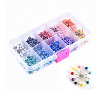FOFAI Map Push Pins for Pinboard: 500PCS 10 Colours Drawing Pins Set - 15MM Round Head Thumb Tacks for Fabric Marking - Office School Home Organization Accessories