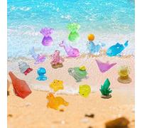 FOFAI Mini Resin Animals Mixed: 34 PCS Ocean Little Animal Figures - Glow in the Dark Small Plastic Ornaments for Micro Landscape DIY Fish Tank Aquarium Fairy Garden Dollhouse Decorations