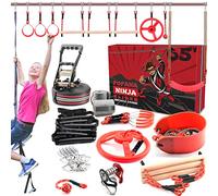 Fofana Largest Ninja Warrior Obstacle Course for Kids - Slackline Included - Outdoor Ninja Toys for Children - Kids Toys