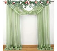 Fofetbfo 2 Panels Wedding Arch Draping Fabric Green Wedding Arch Drapes Chiffon Fabric Drapery Sheer Backdrop Curtains for Wedding Party Ceiling Backdrop Decor