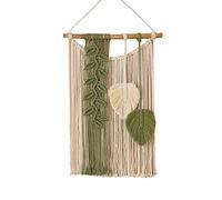 Fofetbfo Macrame Wall Hanging Decor Boho Woven Leaf Tassels Wall Decor Modern Wall Art for Bedroom Living Room Decor, 40 x 70cm, Green