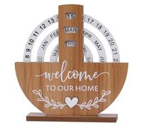 Fofetbfo Perpetual Calendar, Creative Rotatable Wooden Disc Perpetual Desk Calendar, Wooden Disc Calendar, Manual Rotating Desk Calendar for Home Office Desk Date Week(#1)