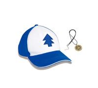 FOFODUCK Dipper Hat Embroidered Blue Fir Dipper's Cap Baseball Cap with Bill Cipher Necklace, Blue, L