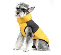 FOFOS Dog Winter Coat, Plush Dog Jacket with Leash Hole, Adjustable Warm Fuzzy Pet Snow Vest for Small Medium Large Dogs, Yellow, XS