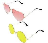 Fofuyim 2 Pairs Retro Fancy Dress Glasses - Round and Heart Hippy Specs, 60's 70's Festival Sunglasses