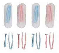Fofuyim 4 Pack Contact Lens Remover and Inserter Tool for Soft Lenses, Portable Contact Lens Applicator with Tweezers & Storage Case for Outgoing, Travelling - Pink & Blue