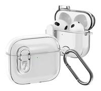 Fofvccv for Apple Airpods 4 2024 Clear Case with Carabiner, Anti-Drop Wireless Charging Protective Case with Secure Lock Clip for Men Women Case Cover for Airpods 4th Generation, BJEJ Clear