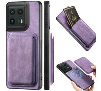 Fofvccv for Motorola Edge 50 Ultra Wallet Case with Card Holder, 2 in 1 Detachable Magnetic Back Slim Fit Vintage Case Credit Slot Phone Cover for Moto X50 Ultra/Moto Edge 50 Ultra, CXKB Purple