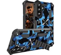 Fofvccv for Samsung Galaxy A26 5G Camouflage Case, Military Grade Tough Armor Shockproof Phone Case Bult-in Magnetic Kickstand for Samsung A26 5G, Camo Blue