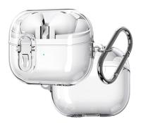 Fofvccv for Samsung Galaxy Buds 3 Pro Clear Case with Keychain & Secure Lock Clip, Anti-Drop Wireless Charging Protective Cover for Samsung Galaxy Buds 3 - BJEJ Transparent