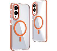 Fofvccv for Samsung Galaxy S25 Edge Magnetic Clear Case, Slim Fit Anti Yellowing Crystal Transparent Cover Military-Grade Shockproof Bumper Supports Wireless Charging for Galaxy S25 Edge, XC Orange