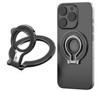 Fofvccv Magnetic Ring Holder for MagSafe with Silicone Ring, Detachable Magnetic Phone Loop Grip Stand 360° Rotatable Kickstand with Metal Ring for iPhone 16/15/14/13/12/Samsung/Google, 8D Black