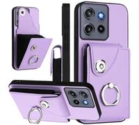 Fofvccv Wallet Case with 7 Card Holder for Motorola Edge 50 Neo, Premium PU Leather Magnetic Clasp Flip Purse for Women Men with 360°Rotation Ring Stand for Moto Edge 50 Neo/Moto S50 5G, FQ Purple