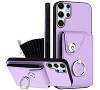 Fofvccv Wallet Case with 7 Card Holder for Samsung Galaxy S25 Ultra, Premium PU Leather Magnetic Clasp Flip Purse for Women Men with 360°Rotation Ring Stand for Samsung S25 Ultra 5G, FQ Purple