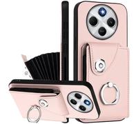 Fofvccv Wallet Case with 7 Card Holder for Xiaomi Redmi 14C, Premium PU Leather Magnetic Clasp Flip Purse for Women Men with 360°Rotation Ring Stand for Xiaomi Redmi 14C / 14R 5G / Poco C75, FQ Pink
