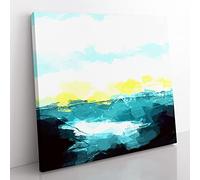 Fog Beneath the Mountain in Abstract Modern Canvas Wall Art Print Ready to Hang, Framed Picture for Living Room Bedroom Home Office Décor, 35x35 cm (14x14 Inch)