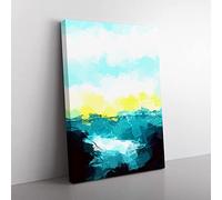 Fog Beneath The Mountain In Abstract Modern Canvas Wall Art Print Ready to Hang, Framed Picture for Living Room Bedroom Home Office Décor, 76x50 cm (30x20 Inch)