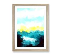 Fog Beneath The Mountain In Abstract Modern Framed Print | A4 Oak Framed Wall Art | Ready to Hang | Abstract Landscape Picture | Living Room Bedroom Lounge Office