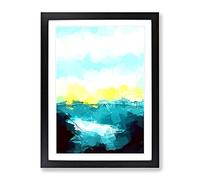 Fog Beneath The Mountain In Abstract Modern Framed Wall Art Print, Ready to Hang Picture for Living Room Bedroom Home Office Décor, Black A3 (34 x 46 cm)
