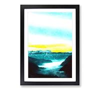 Fog Beneath The Mountain Painting Framed Print | A2 Black Framed Wall Art | Ready to Hang | Modern Landscape Picture | Living Room Bedroom Lounge Office