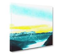 Fog Beneath the Mountain Painting Modern Canvas Wall Art Print Ready to Hang, Framed Picture for Living Room Bedroom Home Office Décor, 20x20 Inch (50x50 cm)
