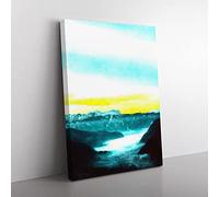 Fog Beneath The Mountain Painting Modern Canvas Wall Art Print Ready to Hang, Framed Picture for Living Room Bedroom Home Office Décor, 76x50 cm (30x20 Inch)