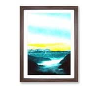 Fog Beneath The Mountain Painting Modern Framed Wall Art Print, Ready to Hang Picture for Living Room Bedroom Home Office Décor, Walnut A2 (64 x 46 cm)