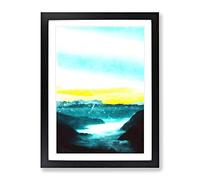 Fog Beneath The Mountain Painting Modern Framed Wall Art Print, Ready to Hang Picture for Living Room Bedroom Home Office Décor, Black A3 (34 x 46 cm)
