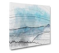 Fog Between the Mountains Canvas Print | Gallery Wrapped 30mm Frame Wall Art | 14x14 inches | Ready to Hang | Abstract Landscape Picture | Living Room Bedroom Lounge Office
