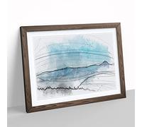 Fog Between The Mountains In Abstract Modern Art Framed Wall Art Print, Ready to Hang Picture for Living Room Bedroom Home Office Décor, Walnut A4 (34 x 25 cm)
