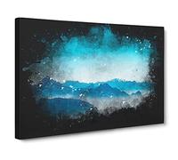 Fog Between The Mountains Paint Splash Modern Art Canvas Wall Art Print Ready to Hang, Framed Picture for Living Room Bedroom Home Office Décor, 30x20 Inch (76x50 cm)