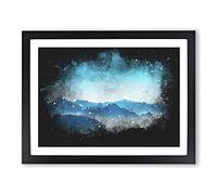 Fog Between The Mountains Paint Splash Modern Art Framed Print | A3 Black Framed Wall Art | Ready to Hang | Modern Landscape Picture | Living Room Bedroom Lounge Office