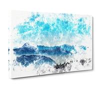 Fog Between The Mountains Watercolour Canvas Print | Gallery Wrapped 30mm Frame Wall Art | 24x16 inches | Ready to Hang | Modern Landscape Picture | Living Room Bedroom Lounge Office