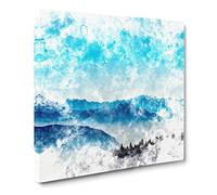 Fog Between the Mountains Watercolour Modern Canvas Wall Art Print Ready to Hang, Framed Picture for Living Room Bedroom Home Office Décor, 20x20 Inch (50x50 cm)
