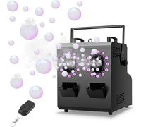 Fog Bubble Machine 1200W With Dual Nozzle Design, 24 RGB LED Lights, 11CH DMX512, Remote And Manual Control, 1.2L Tank, 3-Min Heat Up, 26FT Fog Output, 20FT Bubble Height For Stage Events