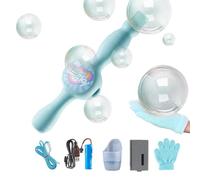Fog Bubble Machine, Automatic Electric Smoke Bubble Machine, Magic Smoke Bubble Maker with Colorful Lights & Music, Rechargeable Elastic Bubble Fog Wand Toys for Birthday Christmas Parties (Blue)