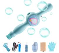 Fog Bubble Machine for Kids, Rechargeable Automatic Electric Smoke Bubble Machine, Magic Smoke Bubble Maker,Elastic Bubble Fog Wand for Parties, Beaches, Summer (blue)