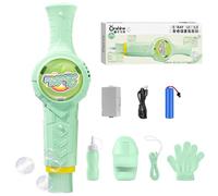 Fog Bubble Machine, Rechargeable Automatic Electric Smoke Bubble Machine, Magic Interactive Fog Bubble Maker with Smoke, Colorful Lights & Music, Bubble Fog Game (Green)