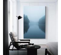 Fog-covered River Artistic Wall Art Painting The Picture of Animal Print On Canvas Artwork Pictures For Home Living Room Modern Decor Decoration 20x30inch(50x75cm)
