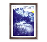 Fog In Yosemite In Abstract Modern Framed Wall Art Print, Ready to Hang Picture for Living Room Bedroom Home Office Décor, Walnut A2 (64 x 46 cm)