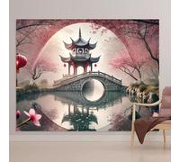 Fog Lake and Traditional Chinese Pavilion Photography Background - Polyester Fiber, Enhancing the Studio Shooting Atmosphere 240X180cm