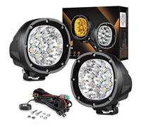 Fog Lamp Assembly 4 Inch 90W Round LED Work Driving Light 6 Mode White & Amber Fog Lamp With Wiring Harness For Truck Pickup For SUV For ATVFor UTV Front Fog Light(Without Shell)