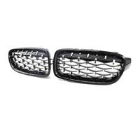 Fog Light Grill Diamond Front Bumper Kidney Grill Double Slat Racing Sport Grille For BMW For 3 Series F30 F31 F35 2011-2019 Car Accessories Grilles(Black and Sliver)