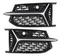 Fog Light Grille Glossy Black Honeycombs Mesh RS6 Style ABS Material Upgrade Protection for A6 C8 S6 Sedan Avant 2019 2020 (matte chrome)