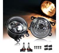 Fog Light Lamp Assembly Replacement 4F9Z-15200-AA Compatible with Acura Honda 2008-2014 Ford Focus, 2006-2014 Mustang, 2005-2011 Ranger STX, 2011-2014 Explorer - Clear Lens H11 Halogen Bulbs (Pair)